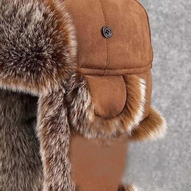 WUODHTW Men's Winter Ushanka Earflap Trooper Hat Aviator Windproof Hat Faux Fur Warm Hat Ski Beanies Cap Berets Skull caps - Image 3
